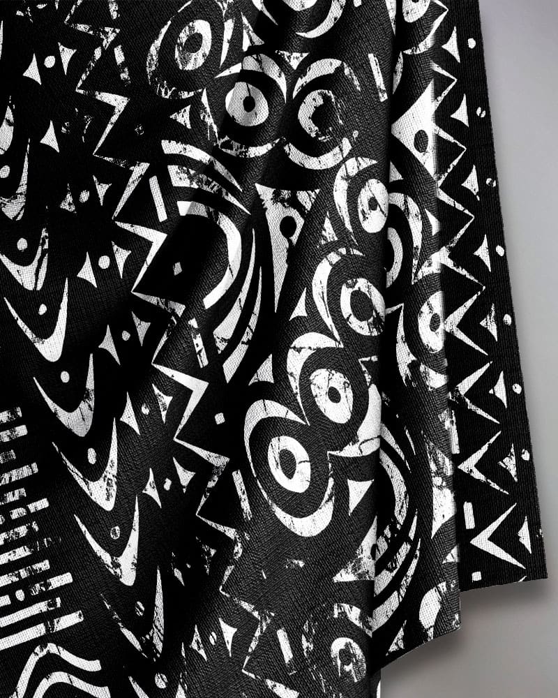 Tribal Hut Black & White — Cover Me Chic print fabric