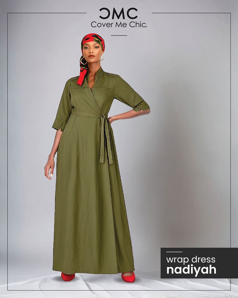 maxi wrap dress pdf pattern olive green